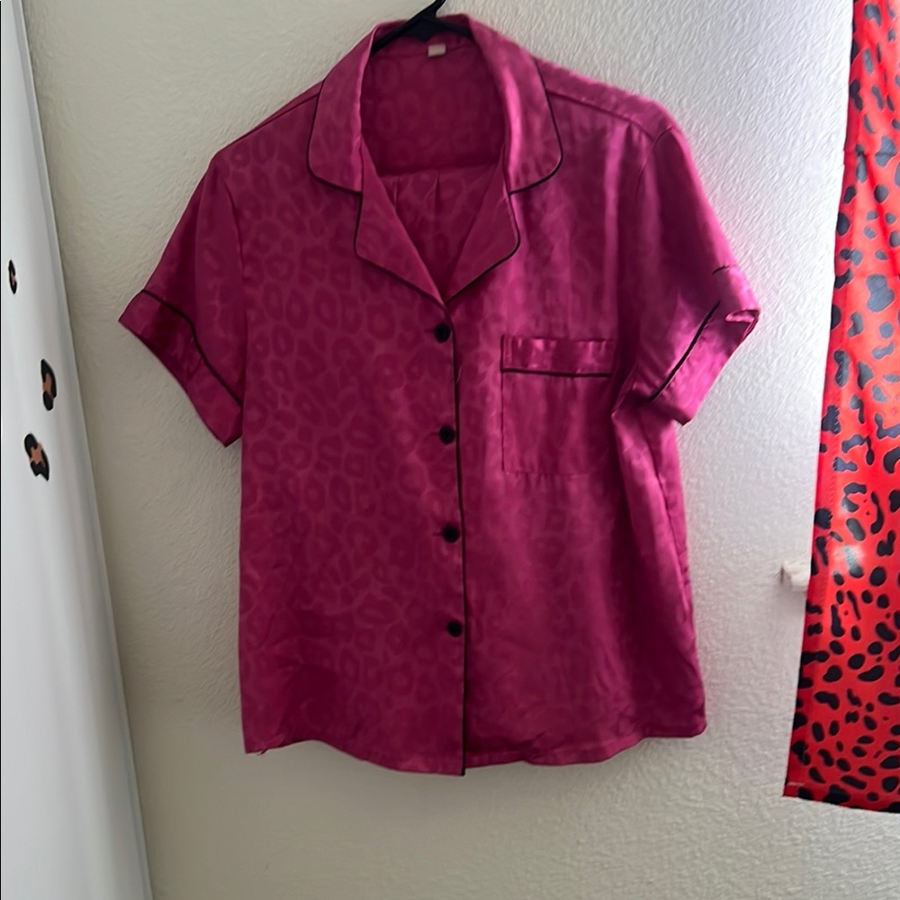 Pink Leopard Print Satin PJs